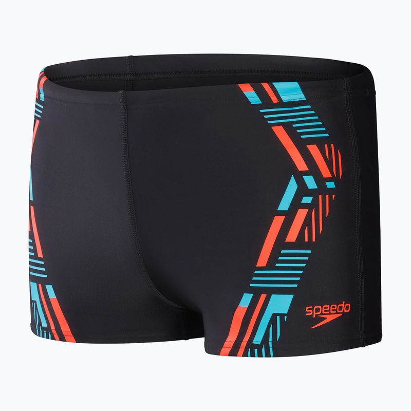 Bokserki pływackie męskie Speedo Tech Print Aquashort black/orange 10