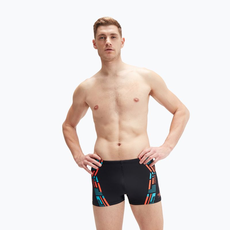 Bokserki pływackie męskie Speedo Tech Print Aquashort black/orange 4