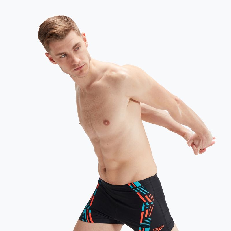 Bokserki pływackie męskie Speedo Tech Print Aquashort black/orange 5