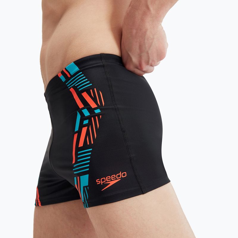 Bokserki pływackie męskie Speedo Tech Print Aquashort black/orange 7