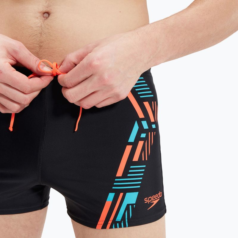 Bokserki pływackie męskie Speedo Tech Print Aquashort black/orange 8