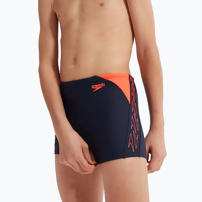 Bokserki pływackie dziecięce Speedo HyperBoom Splice Aquashort navy/orange 12