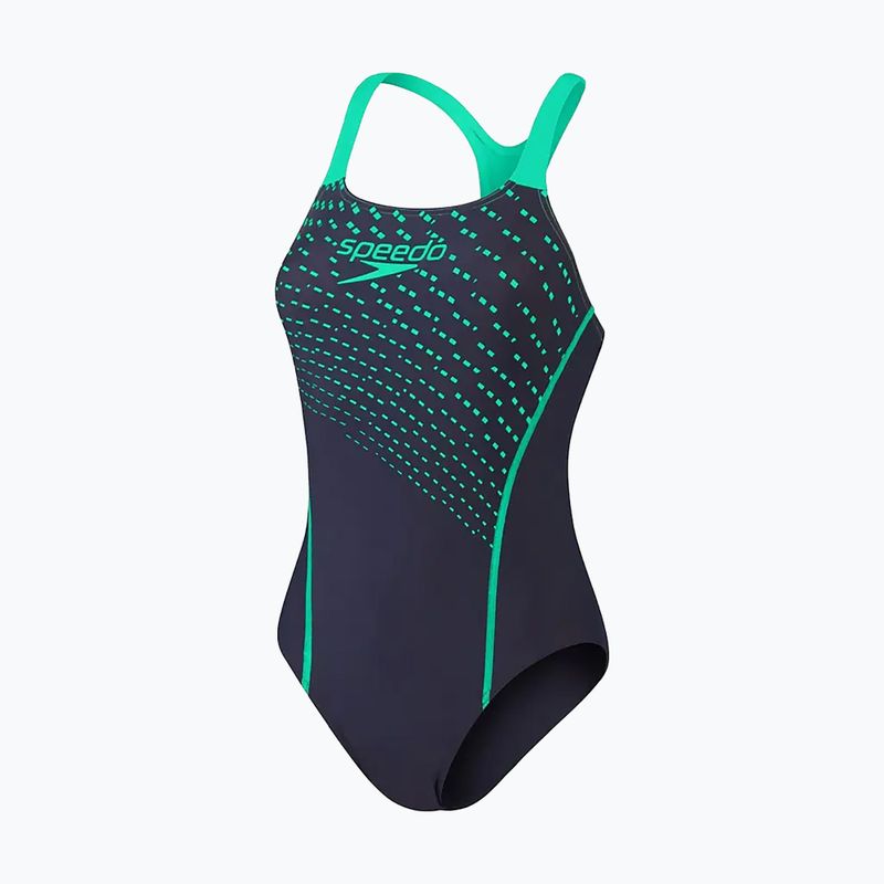Strój pływacki jednoczęściowy damski Speedo Medley Logo One Piece navy/green 4