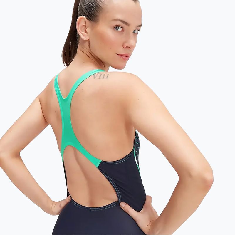Strój pływacki jednoczęściowy damski Speedo Medley Logo Medalist navy/green 11