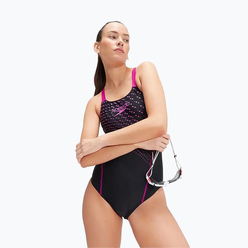 Strój pływacki jednoczęściowy damski Speedo Medley Logo Medalist black/purple 9