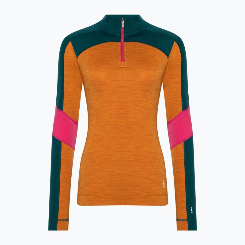 Longsleeve termoaktywny damski Smartwool Merino Baselayer Colorblock 1/4 Zip Boxed marmalade 3