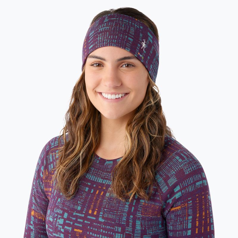 Opaska na głowę Smartwool Thermal Merino Reversible purple iris digi plaid 2