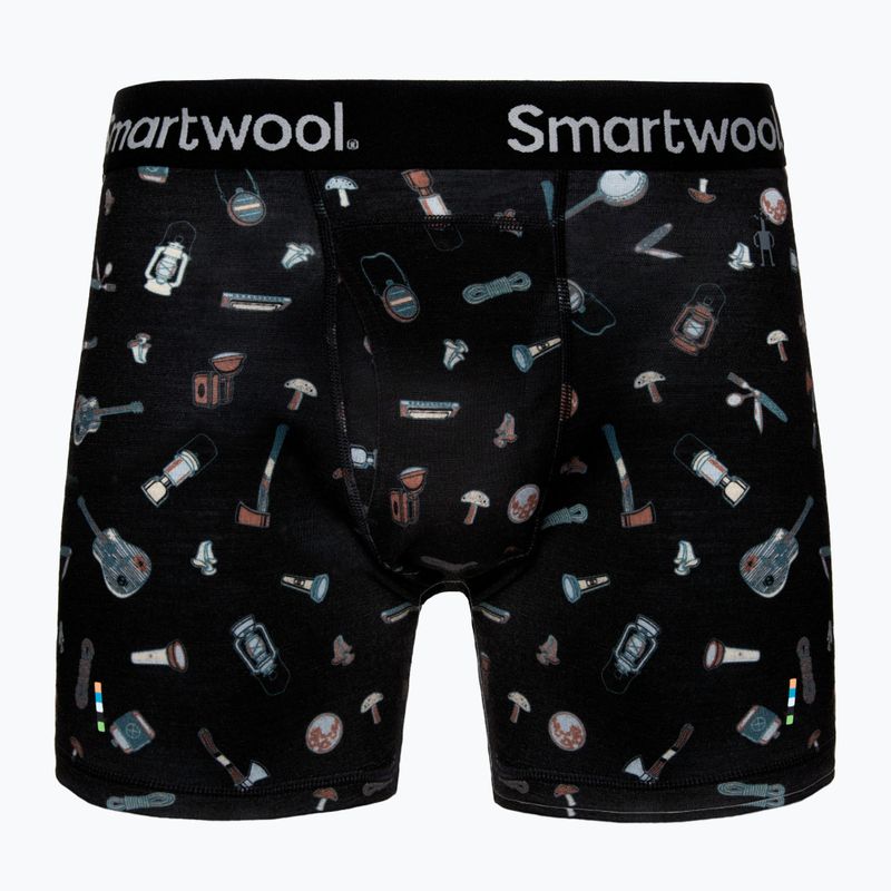 Bokserki termoaktywne męskie Smartwool Merino Print Boxer Brief Boxed black gone camping 3