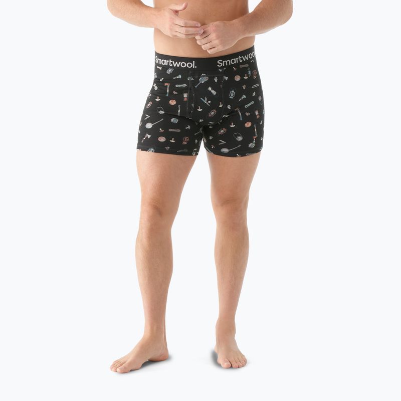 Bokserki termoaktywne męskie Smartwool Merino Print Boxer Brief Boxed black gone camping