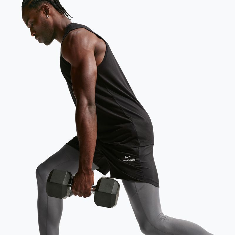 Legginsy treningowe męskie Nike Pro Dri-Fit Tight Fitness smoke grey/black 6