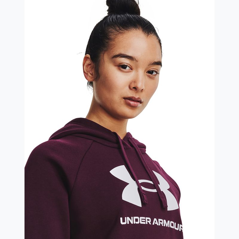 Bluza damska Under Armour Rival Fleece Big Logo Hoody  dark maroon/white 4