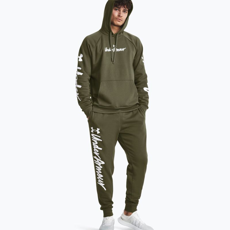 Spodnie treningowe męskie Under Armour Rival Fleece Graphic Joggers marine od green/white 2