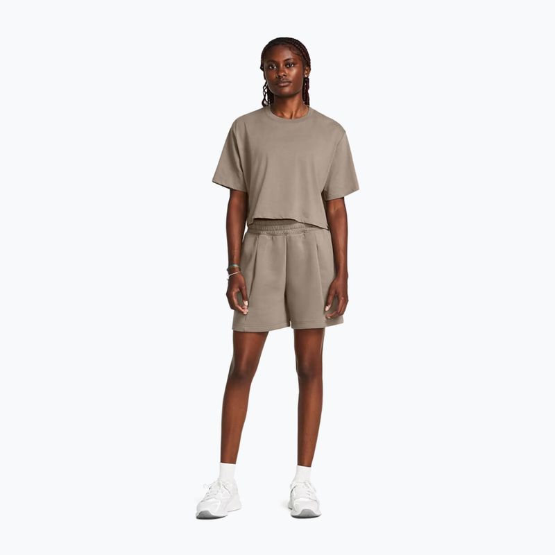 Koszulka treningowa damska Under Armour Campus Boxy Crop taupe dusk/black 2