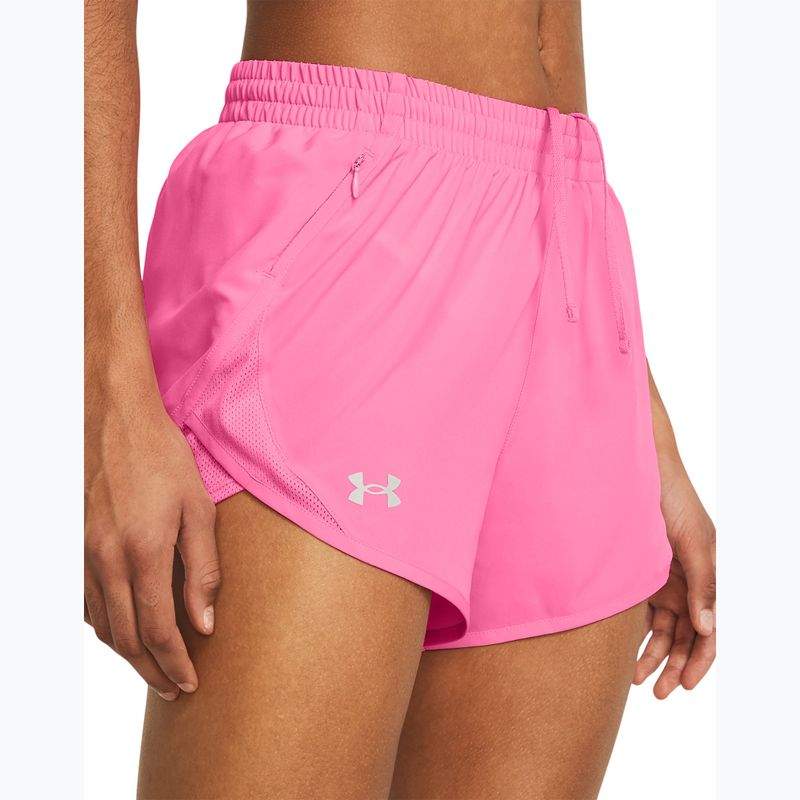 Spodenki do biegania damskie Under Armour Fly By 3" fluo pink/fluo pink/reflective 4