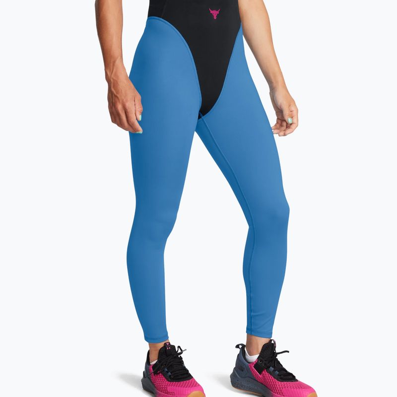 Legginsy treningowe damskie Under Armour Project Rock LG Grind Ankle Leg black/viral blue/astro pink