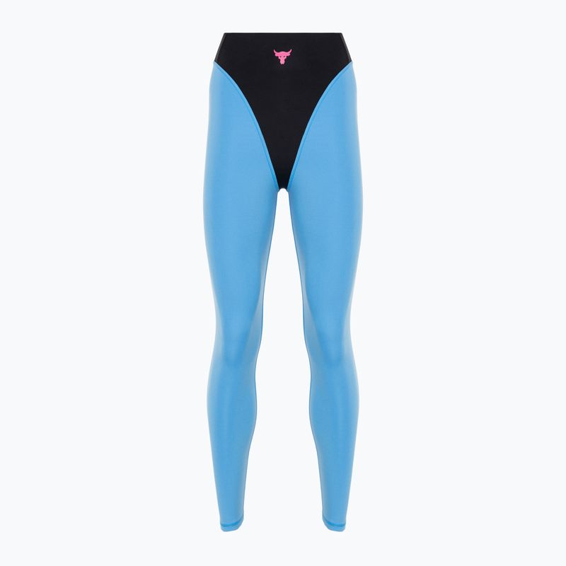 Legginsy treningowe damskie Under Armour Project Rock LG Grind Ankle Leg black/viral blue/astro pink 4