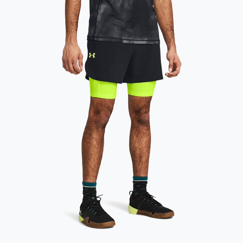 Spodenki męskie Under Armour Peak Woven 2in1 black/high vis yellow/high vis yellow