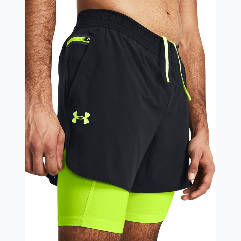 Spodenki męskie Under Armour Peak Woven 2in1 black/high vis yellow/high vis yellow 4