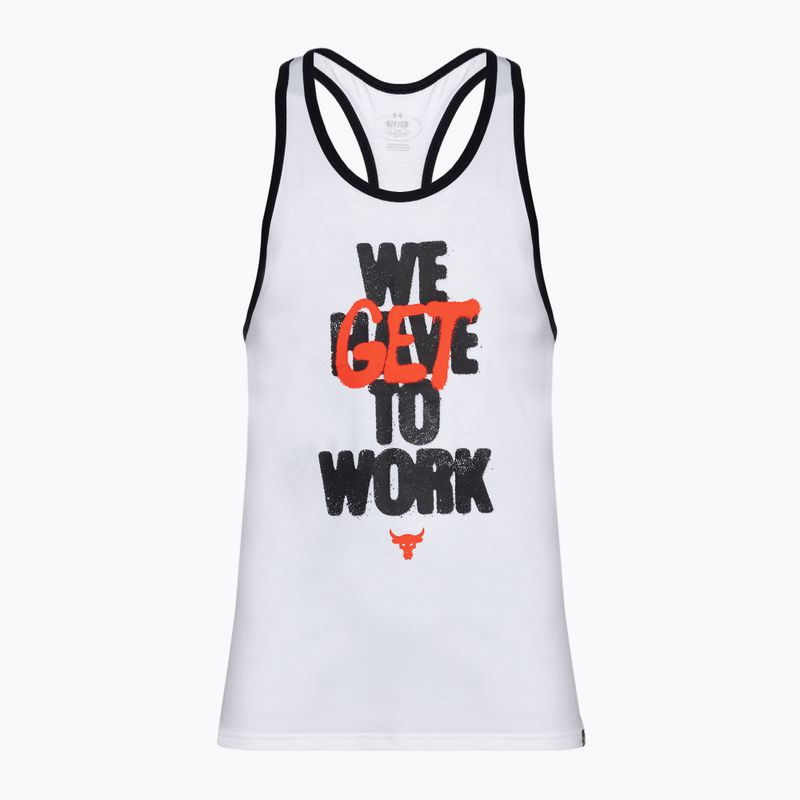 Koszulka treningowa męska Under Armour Project Rock Get To Work Tank white/black/phoenix fire