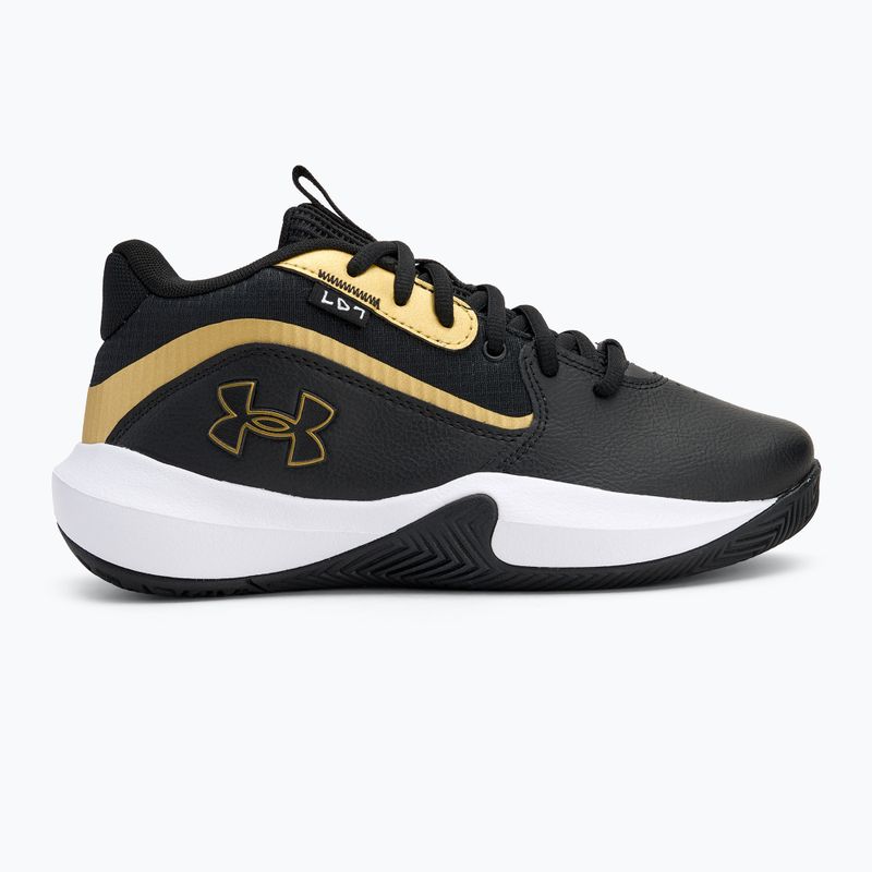 Buty do koszykówki dziecięce Under Armour GS Lockdown 7 black/black/metallic gold 2