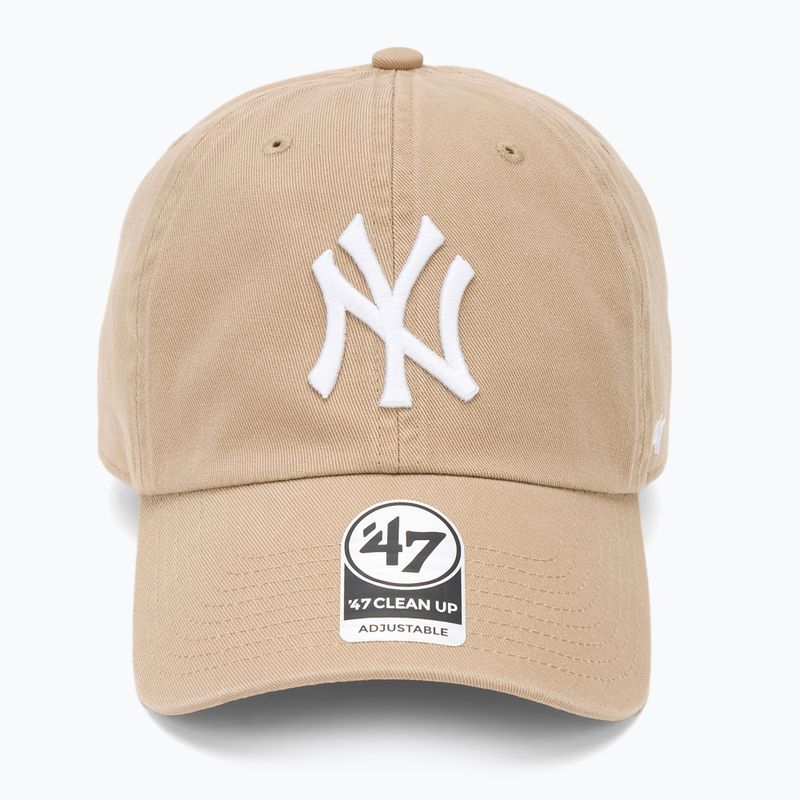 Czapka z daszkiem 47 Brand MLB New York Yankees CLEAN UP W/No Loop Label khaki 2