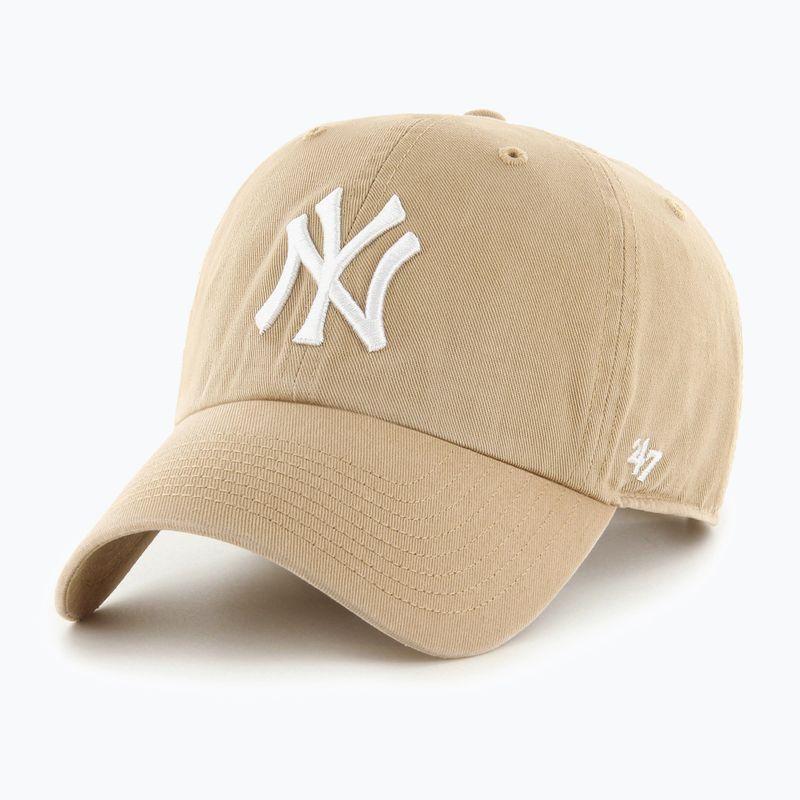Czapka z daszkiem 47 Brand MLB New York Yankees CLEAN UP W/No Loop Label khaki