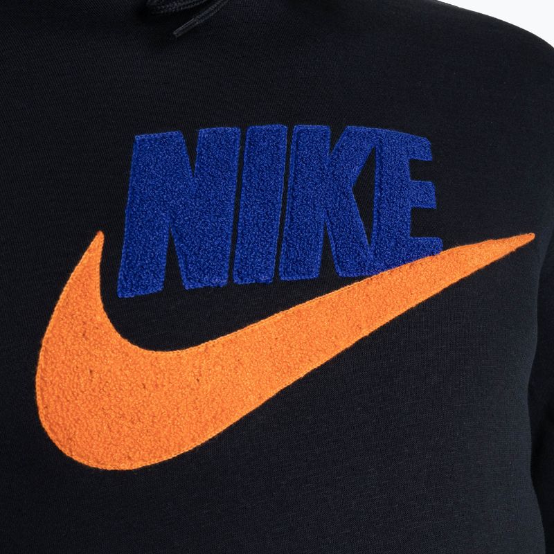 Bluza męska Nike Club Fleece Hoodie black/safety orange 3