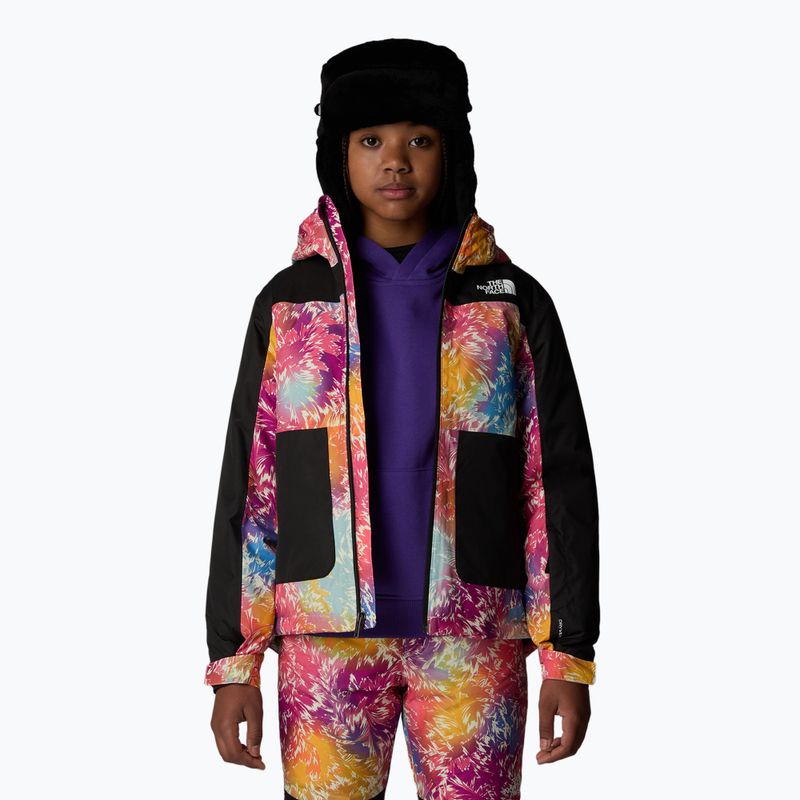 Kurtka narciarska dziecięca The North Face Freedom Insulated radiant poppy blowing wind print 4