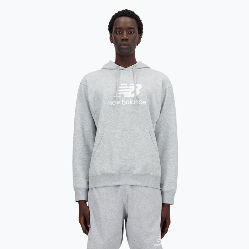 Bluza męska New Balance Stacked Logo French Terry Hoodie athletic grey