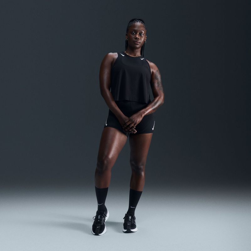 Koszulka do biegania damska Nike AeroSwift Dri-Fit ADV Cropped Tank Top black/white 8