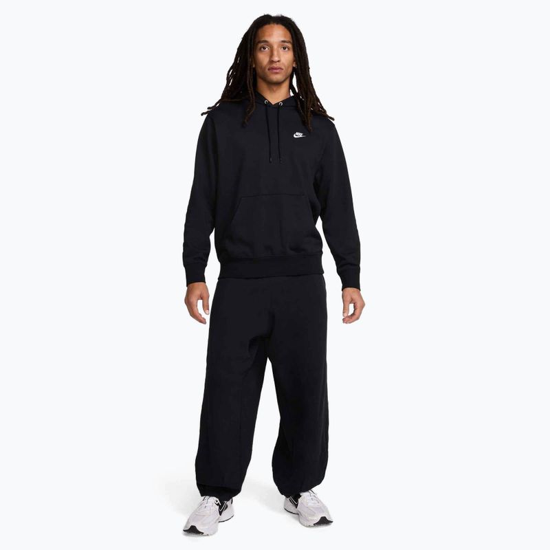 Bluza męska Nike Club French Terry Pullover Hoodie black/black/white 2