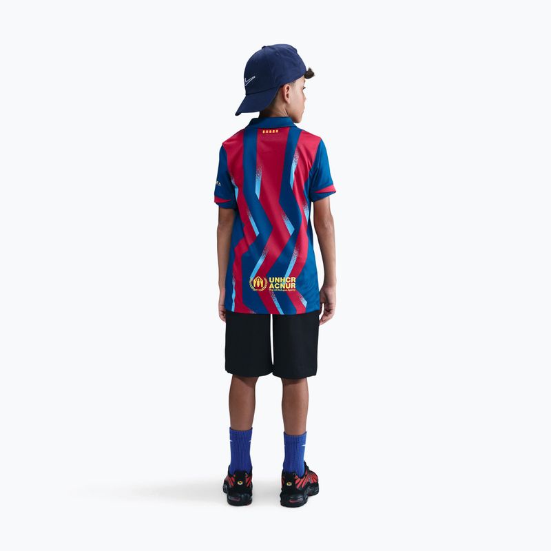 Koszulka piłkarska dziecięca Nike FC Barcelona 2025/26 Stadium Fourth gym blue/gym blue/salsa red/opti yellow 3