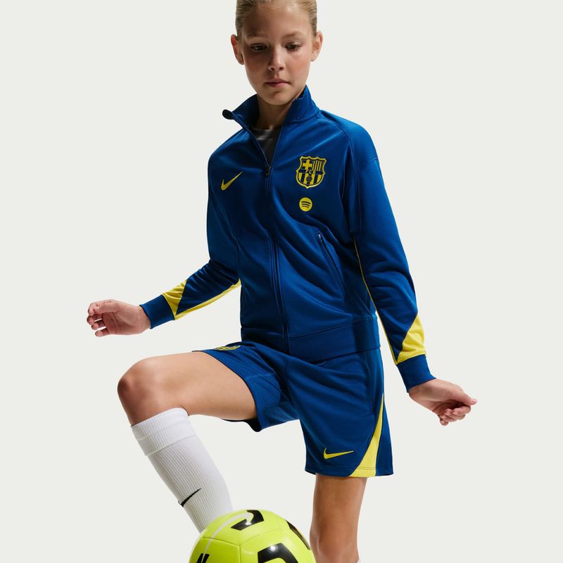 Spodenki piłkarskie dziecięce Nike FC Barcelona Strike SE Jr gym blue/opti yellow/opti yellow 8