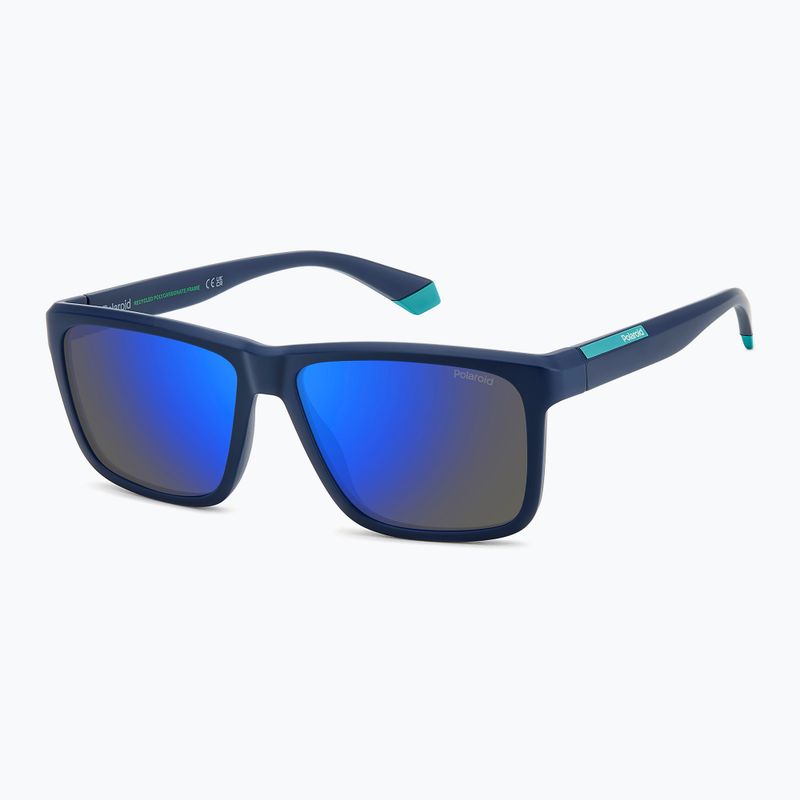 Okulary przeciwsłoneczne męskie Polaroid PLD 2164/S matte blue/blue mirror polarized 2