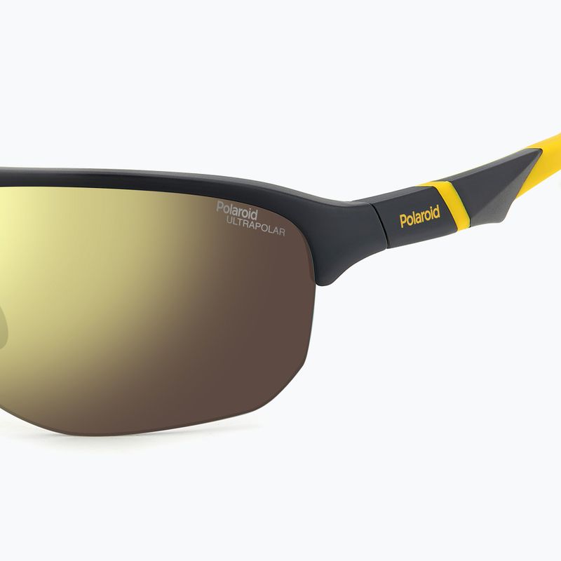 Okulary przeciwsłoneczne męskie Polaroid PLD 7059/S matte black yellow/gold polarized high contrast 6