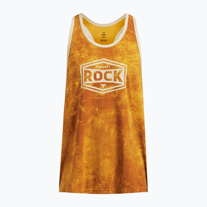 Tank top treningowy męski Under Armour Project Rock Racer golden yellow/silt