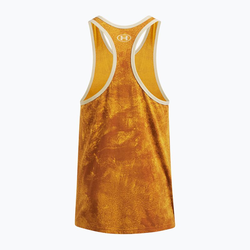 Tank top treningowy męski Under Armour Project Rock Racer golden yellow/silt 2