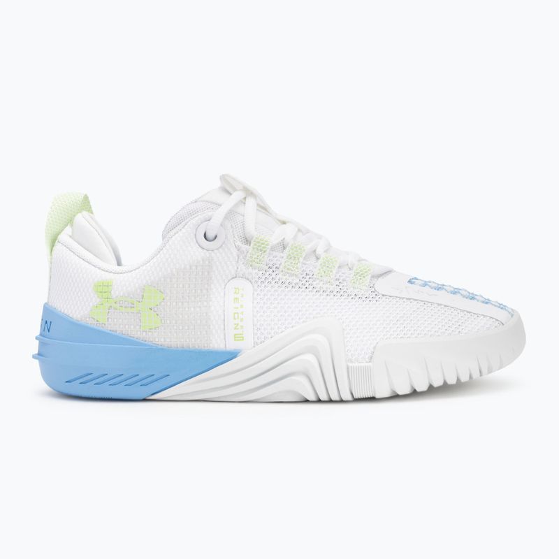 Buty treningowe damskie Under Armour TriBase Reign 6 white/horizon blue/morph green 2