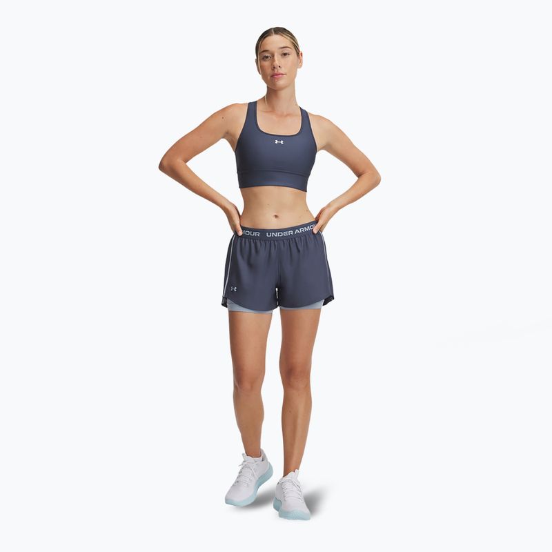 Spodenki treningowe damskie Under Armour Tech Play Up 2in1 downpour gray/harbor blue 2