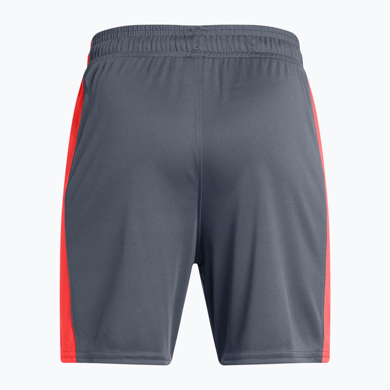 Spodenki piłkarskie dziecięce Under Armour Challenger Knit downpour gray/fire/white 2