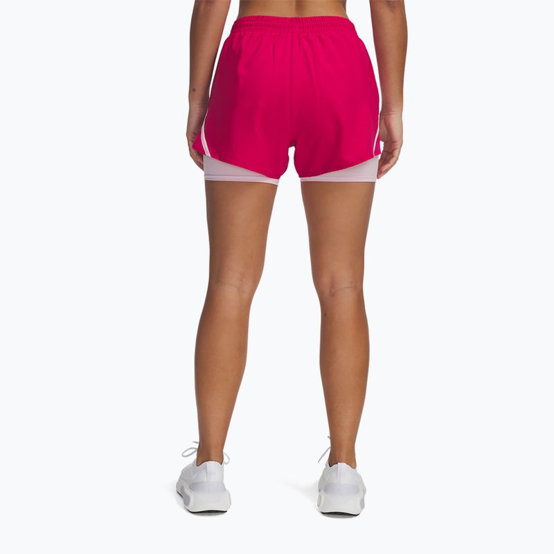 Spodenki do biegania damskie Under Armour Fly By 2in1 shaded fuchsia/prime pink/reflective 3