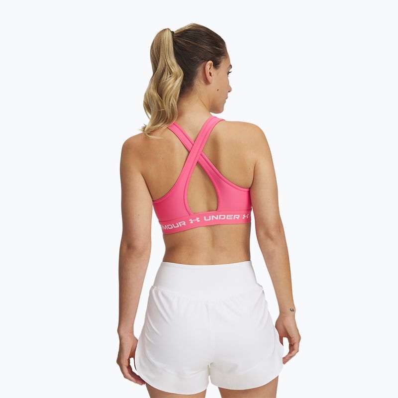 Biustonosz treningowy Under Armour Crossback Mid super pink/white 2