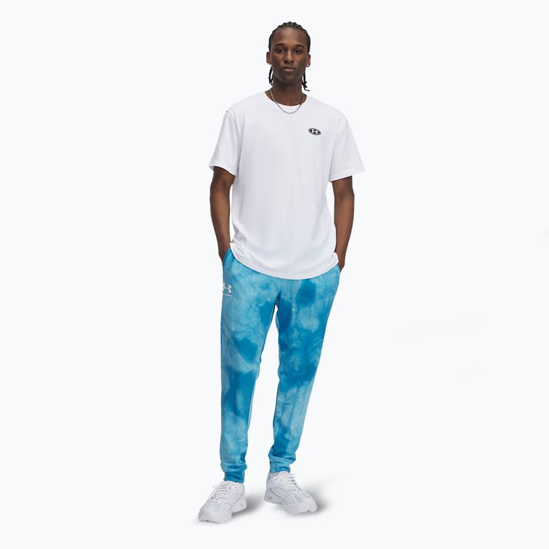 Spodnie męskie Under Armour Rival Terry Printed Jogger ether blue/onyx white 2