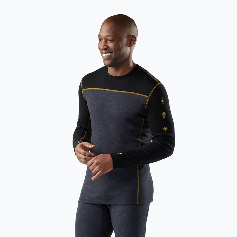 Longsleeve termoaktywny męski Smartwool Classic Thermal Merino Base Layer Colorblock Crew Boxed charcoal/honey gold