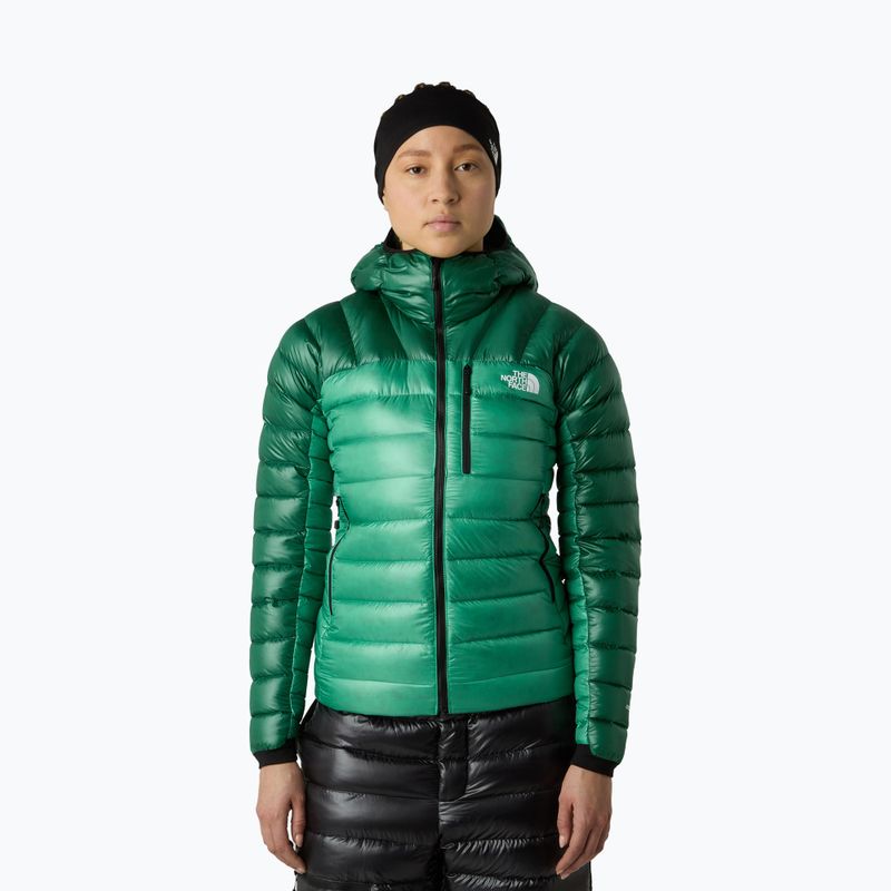 Kurtka puchowa damska The North Face Summit Breithorn Hoodie nebula green/evergreen