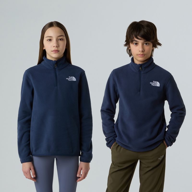 Bluza polarowa dziecięca The North Face Teen Glacier 1/4 Zip summit navy 3