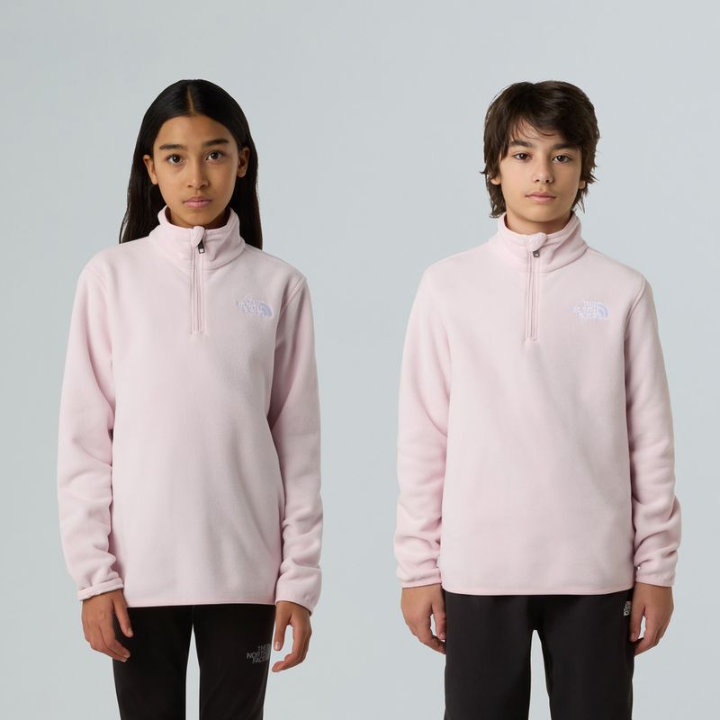 Bluza polarowa dziecięca The North Face Teen Glacier 1/4 Zip pale blossom 3
