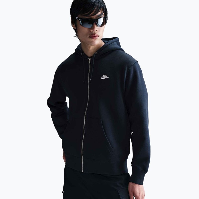 Bluza męska Nike Club Full Zip Hoodie obsidian/obsidian/white