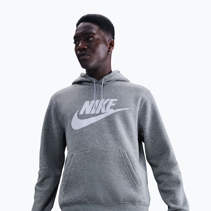Bluza męska Nike Club Pullover Hoodie dark grey heather/light smoke grey/white 4