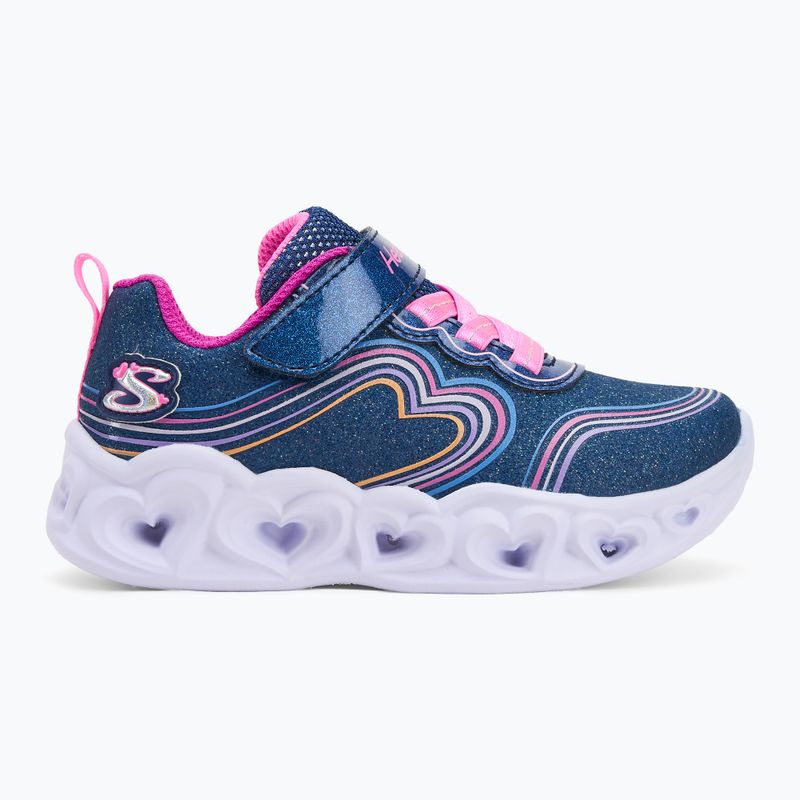 Buty dziecięce SKECHERS Heart Lights Retro Hearts navy leather/multi trim 2
